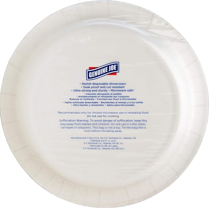 Genuine Joe Printed Paper Plates, 7" (Pack of 125)
