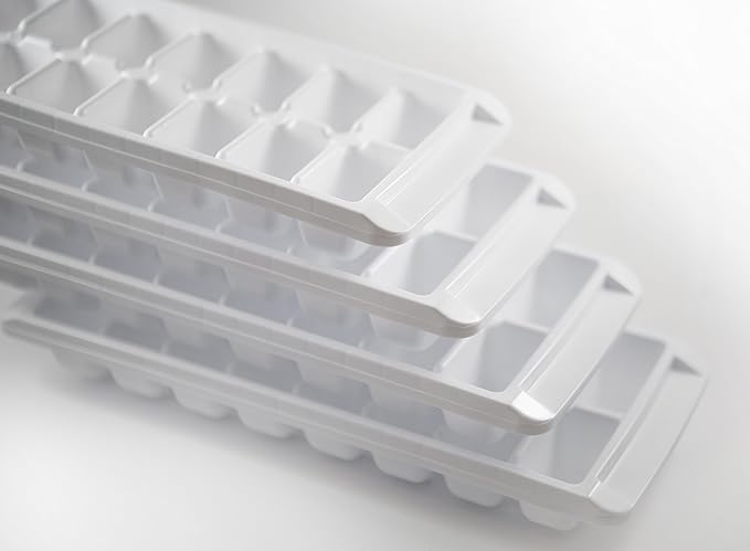 Easy Release White Ice Cube Tray, 16 Cube Trays (Pack of 4) (4 Pack - 64 Cubes)