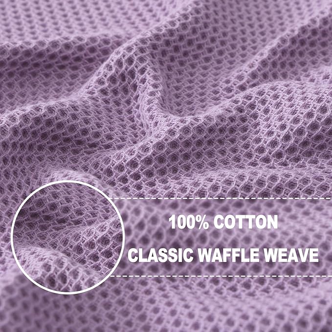 Homaxy 100% Cotton Waffle Weave Kitchen Dish Towels, Ultra Soft Absorbent Quick Drying Cleaning Towel, 13 x 28 Inches, 12-Pack, Lavender
