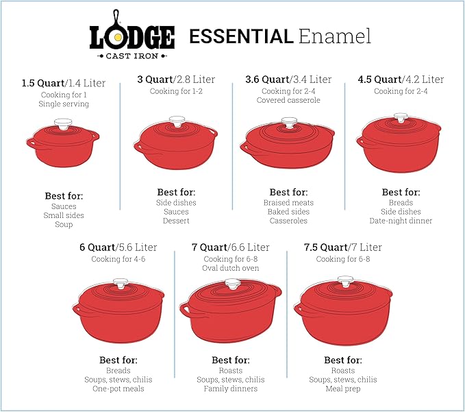 Lodge 6 Quart Enameled Cast Iron Dutch Oven with Lid – Dual Handles – Oven Safe up to 500° F or on Stovetop - Use to Marinate, Cook, Bake, Refrigerate and Serve – Sandalwood