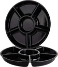 Plasticpro 6 Sectional Round Plastic Serving Tray/Platter (2, Black)