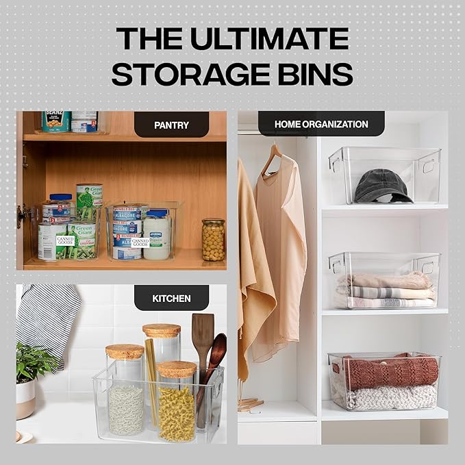 ClearSpace Clear Plastic Storage Bins – Pantry Organizers & Storage Containers, Cabinet Organizer - Home Organization Must Haves for Kitchen, Laundry Room, Office, Closet, Garage & Freezer