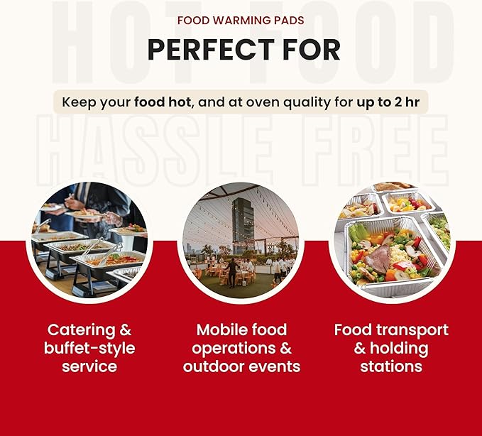 Flame-Free Catering Heat Pads & Buffet Kits – Sustainable Natural Mineral Food Warming Solution for Full & Half Pans (Party Kit/Pack of 12)