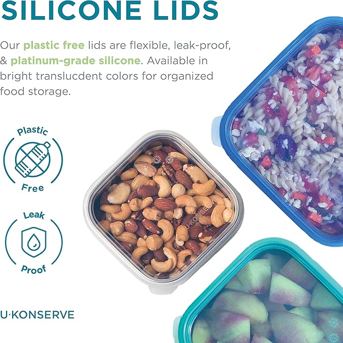 U Konserve Stainless Steel Food Storage Bento Box Container, Leak Proof Silicone Lid Dishwasher Safe - Plastic Free (50oz Teal)