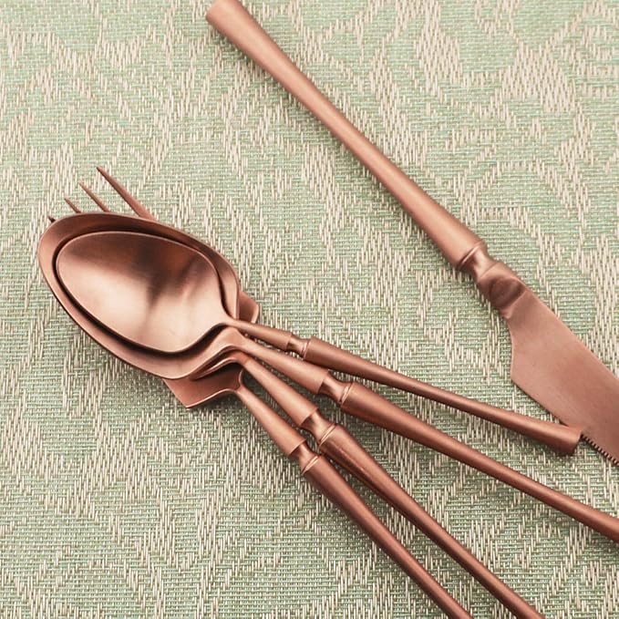 Gugrida Unique Flatware Set - 20 Piece Iridescent Silverware Sets | 18/10 Stainless Steel Reusable Cutlery Set | Luxury Rose Gold Utensils Service For 4 with Dessert Fork, Knife, Spoon, Dinner Fork