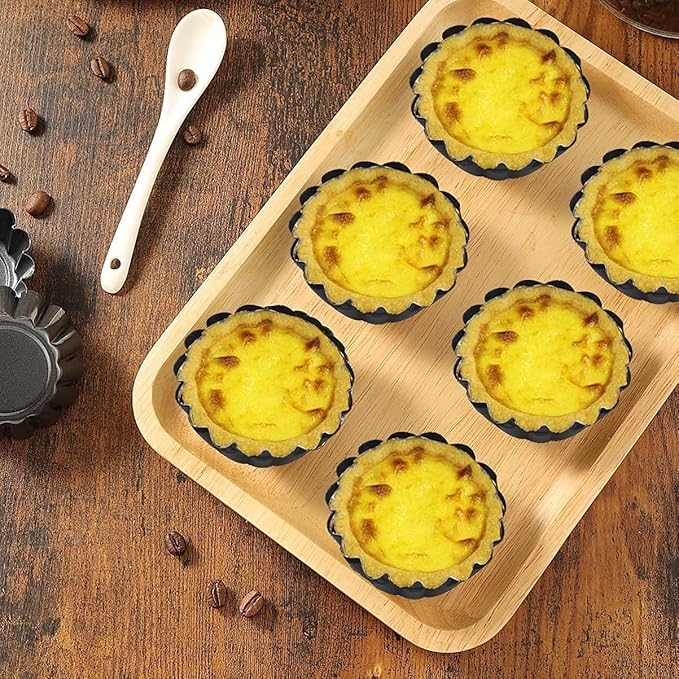 Egg Tart Molds 12PCS Tart Pan 3inch, Mini Carbon Steel Non Stick Tart Pans, Tart Molds For Baking (3 inch)