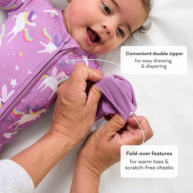 Little Sleepies Pajamas for Baby Boys & Girls, Viscose from Bamboo Baby Pajamas, Preemie & Newborn Sleepers, 2-Way Zipper PJs