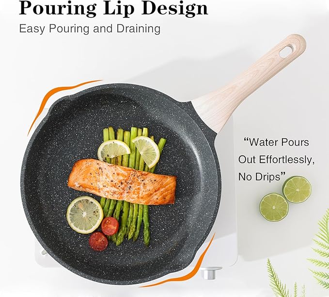 Kordisen Nonstick Frying Pan, 12.5 Inch Large Skillet, Granite Cooking Pan, Healthy and Non Toxic, Induction Compatible, PFOA Free