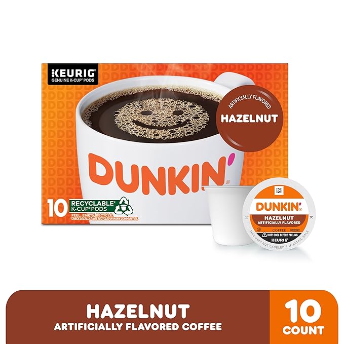 Dunkin' Hazelnut Flavored Coffee, 10 Keurig K-Cup Pods
