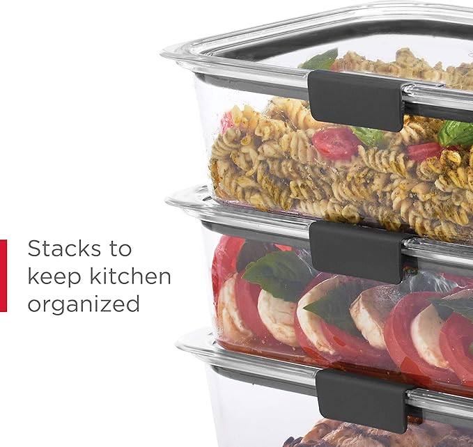 Rubbermaid Brilliance BPA-Free Food Storage Containers with Lids, Airtight Clear Set of 2 (9.6 Cup), Ideal for Lunch, Meal Prep, and Leftovers