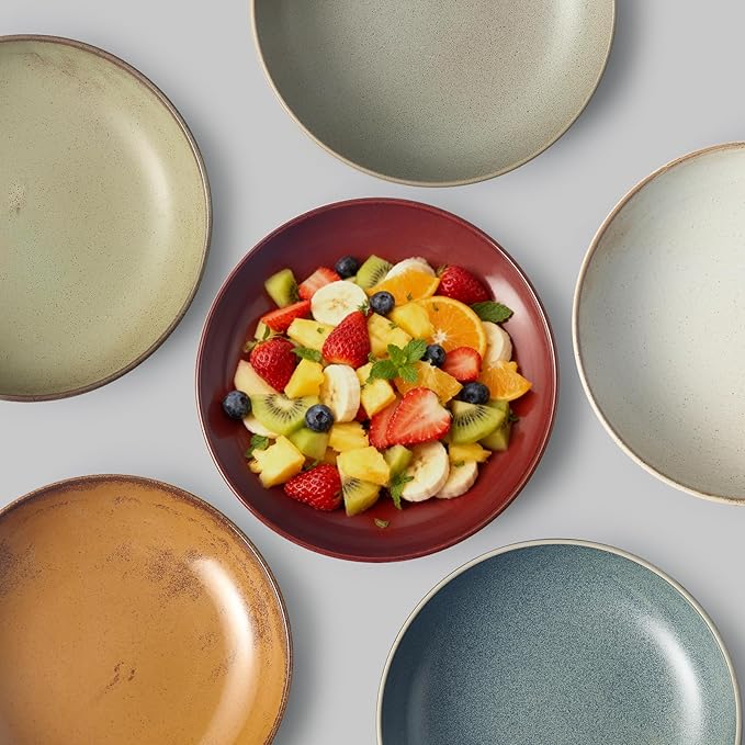 HAPPY KIT 9'' Pasta Bowls, 42oz Pasta Bowls Set of 4, Large Salad Bowl, Ceramic Serving Bowls,Double Reactive Glaze, Ideal for Housewarming, Festivals, Microwave Safe (Ivory)
