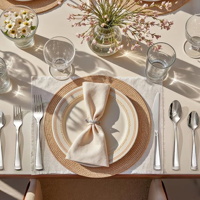 KINGSTONE Silverware Set, 40-Piece Flatware Set for 8, 18/10 Stainless Steel Cutlery Set with Bead Edge, Utensil for Kitchen, Home, Party, Wedding, Mirror Polished, Dishwasher Safe, Featured Gifts