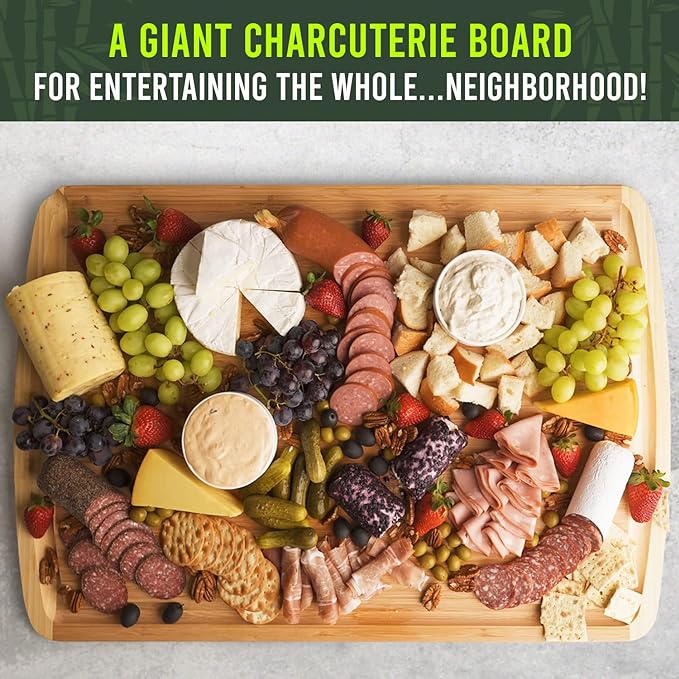 30 x 20 Organic Extra Large Cutting Board with Lifetime Replacements – Wood Bamboo Chopping Board - Wooden Butcher Block Cutting Board for Carving Turkey, Grilling Brisket and BBQ - by Greener Chef