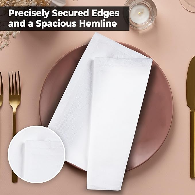 Urban Villa White Cloth Napkins Set of 10 100% Cotton Dinner Napkins Cloths Washable 20”x20” Absorbent Soft Durable Reusable-Ideal for Everyday Use Parties Wedding Thanks Giving Christmas Halloween
