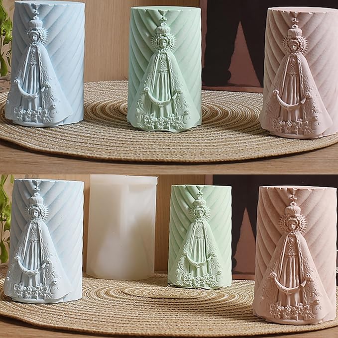 Silicone Jesus Nativity Scene Pillar Mold - Wave Candle Silicone Resin Casting Molds for Candle & Resin & Soap Craft Supplies