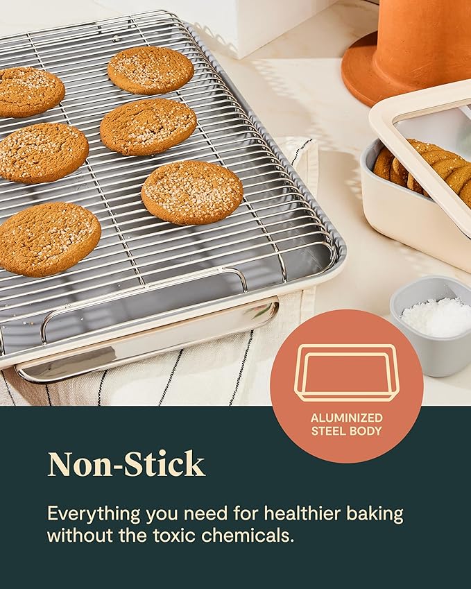 Caraway Nonstick Ceramic Bakeware Set (11 Pieces) - Baking Sheets, Assorted Baking Pans, Cooling Rack, & Storage - Aluminized Steel Body - Non Toxic, PTFE & PFOA Free - Slate