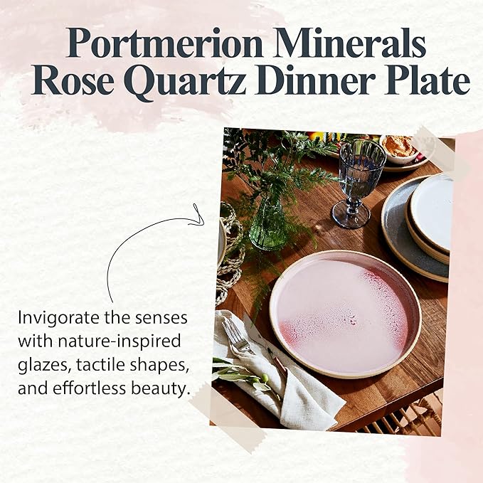Portmeirion Minerals 10.5" Dinner Plate, Aquamarine (Set of 4) - Modern Stoneware Tableware with Gentle Curves, Durable & Stylish for Dining, Microwave & Dishwasher Safe - Sleek Dinnerware Collection