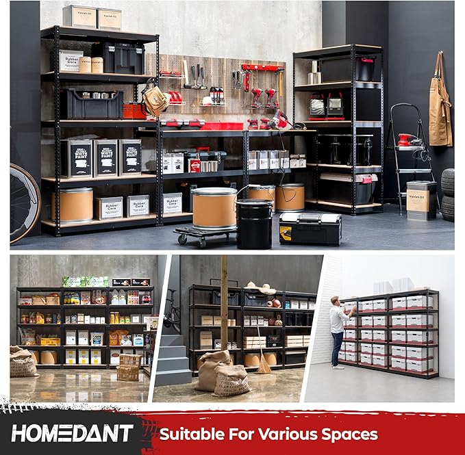 HOMEDANT 5-Tier Laminated Boltless Heavy Duty Metal Shelving Unit Adjustable Garage Storage Utility Rack Shelves Organization Multipurpose Shelf Warehouse Industrial 39.8" W x 18.2" D x 71.3" H 2Pack