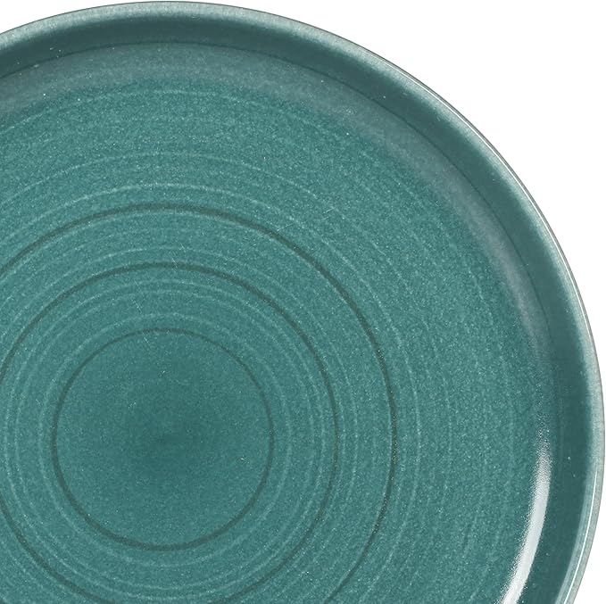 Gibson Elite Clarina 16 Piece Double Bowl Stoneware Reactive Glaze Round Plates and Bowls Dinnerware Set - Teal