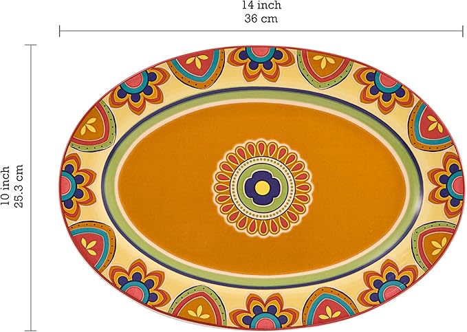 Bico Tunisian 16 plus 14 inch Oval Platters Set, Set of 2, Microwave and Dishwasher Safe, for Serving Fish, Chicken, Turkey