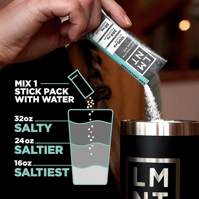 LMNT Zero Sugar Electrolytes - Raw Unflavored Salt | Drink Mix | 30-Count