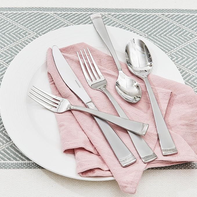 KINGSTONE Silverware Set, 30-Piece Flatware Set for 6, 18/10 Stainless Steel Cutlery Set with Bead Edge, Utensil for Kitchen, Home, Party, Wedding, Mirror Polished, Dishwasher Safe