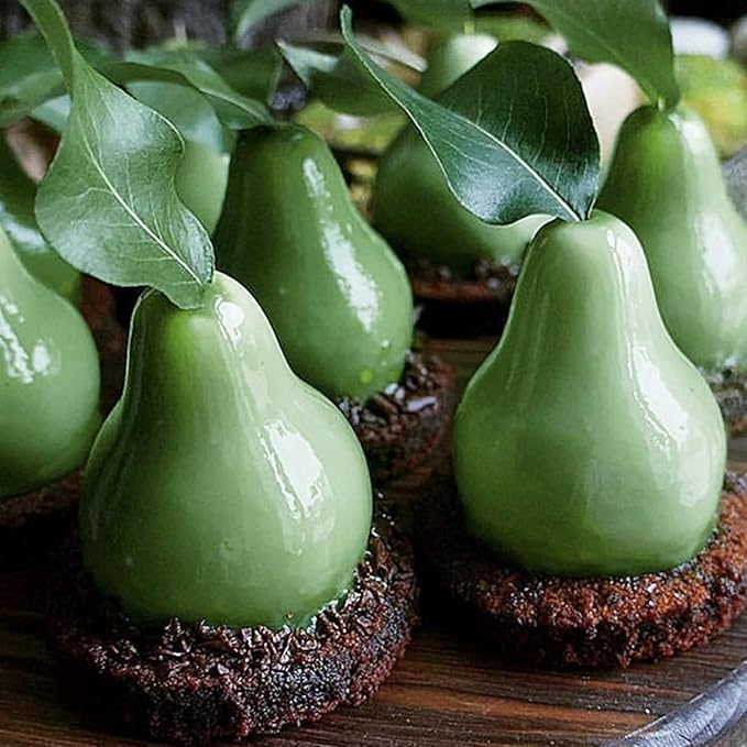 OCPO KITCHEN 3D Pear Silicone Mold for Baking Mousse Cake French Dessert Pastry Chocolate Pudding Cupcake, Non-Stick and Easy Release, Pear Shaped (8-Cavity)