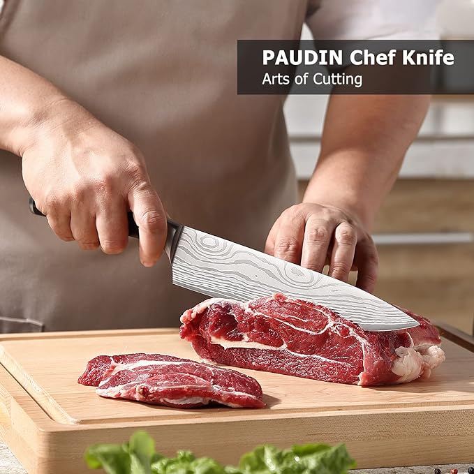 PAUDIN Chef Knife, 8 Inch High Carbon Stainless Steel Sharp Kitchen Knife with Ergonomic Handle, Gift Box for Family & Restaurant