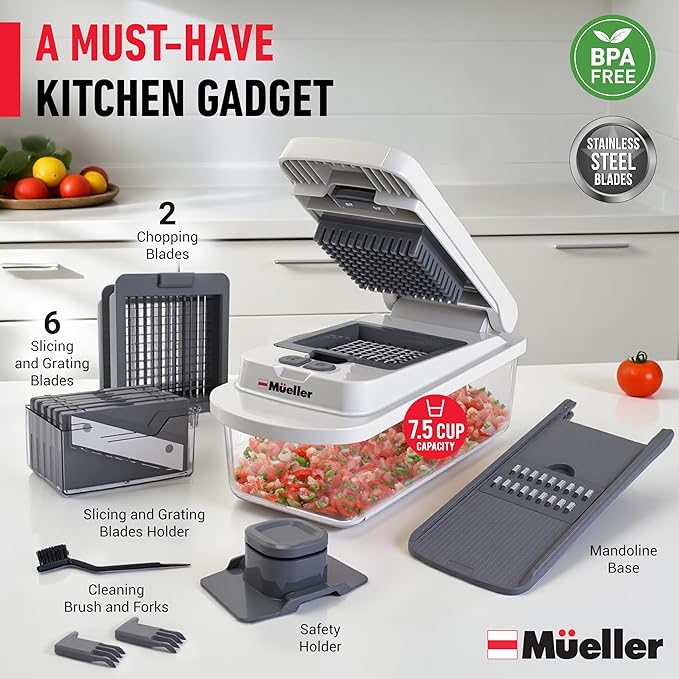 Mueller The Real Original Pro Chopper since 2013 Vegetable Chopper Mandoline Slicer, 8 Blade Food Veggie Chopper Onion Vegetable Cutter with Container, Kitchen Gadgets & Essentials, (10 in 1)