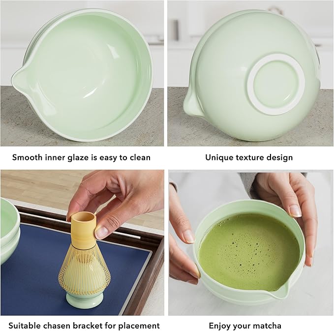 7 Pcs Matcha Whisk Set, Perfect Matcha Kit for Matcha Lovers Includes Ceramic Bowl, Bamboo Whisk, Holder, Scoop, Sifter & Cloth
