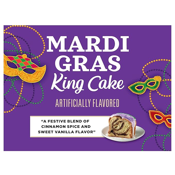 Community Coffee Mardi Gras King Cake Flavored 72 Count Coffee Pods, Medium Roast, Compatible with Keurig 2.0 K-Cup Brewers (Pack of 6, 72 Count)