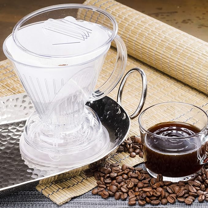 Clever Coffee Dripper and Filters, Large 18 oz (Clear)| Barista's Choice | Safe BPA Free Plastic | Includes 100 Filters