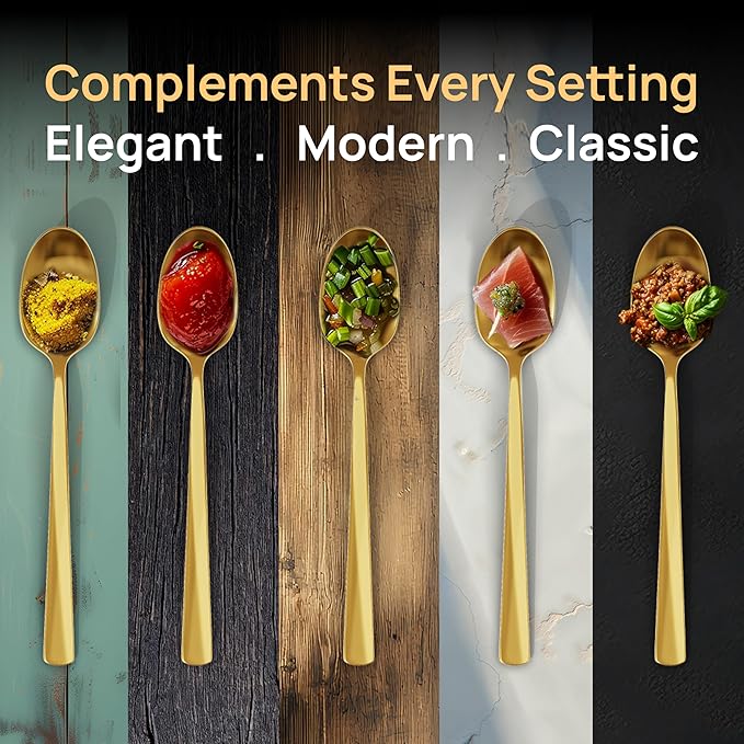 Home Haven Luxury Gold Silverware Set for 4, Heavy Duty Gold Flatware Set for 4, 18/10 Stainless Steel Cutlery Dishwasher Safe, Flatware for Special Occasions, Home & Restaurant Use (24 Pieces for 4)