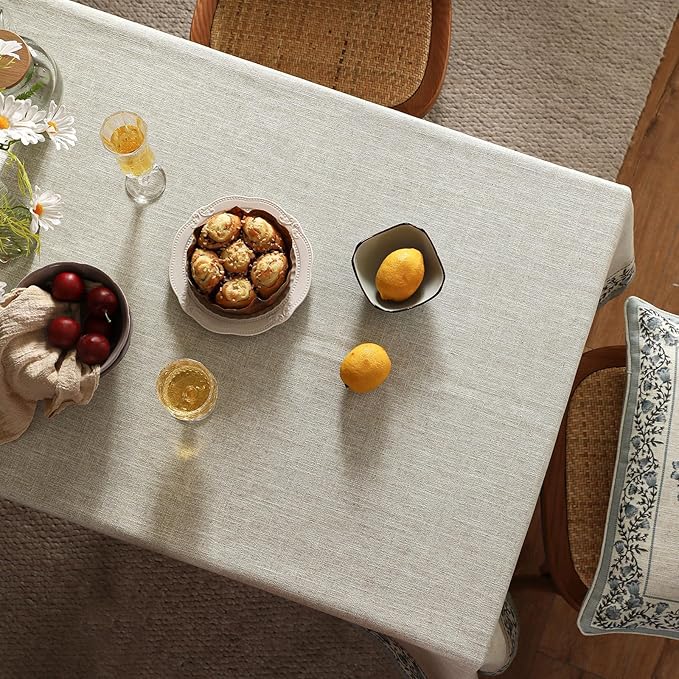 ISAENNE Designer Vintage Linen Elegant Extra Long Table Cloth Rectangular,Chinoiserie Floral Tablecloth,Durable Decor Table Cover for Dining Thanksgiving Kitchen Party,67"*118"-Segerman B