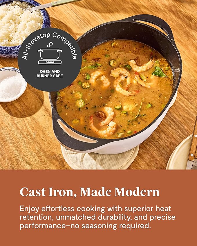 Caraway Enameled Cast Iron Dutch Oven - 8qt Dutch Oven With Lid - 3 Layer Enamel Coating - No Seasoning Required - Compatible With All Stovetops - Oven Safe - No Forever Chemicals - Cream