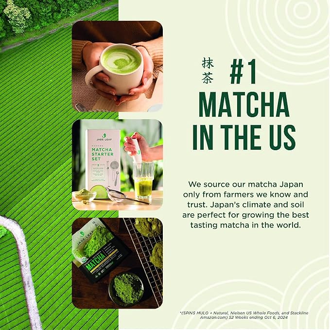 Jade Leaf Matcha - Traditional Bamboo Whisk (Chasen) + Scoop (Chashaku) - Replacement Tea Set For Frequent Green Tea Powder Preparation - Great Gift for Matcha Lovers