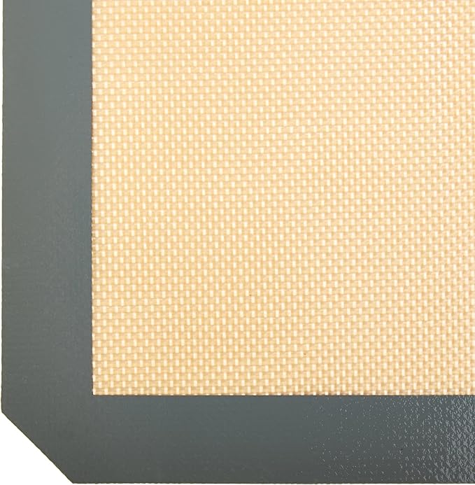 Amazon Basics Silicone Rectangular Baking Mat, Non-Stick Reusable Oven Bakeware, 16.5" x 11.6", New Beige/Gray, Pack of 2