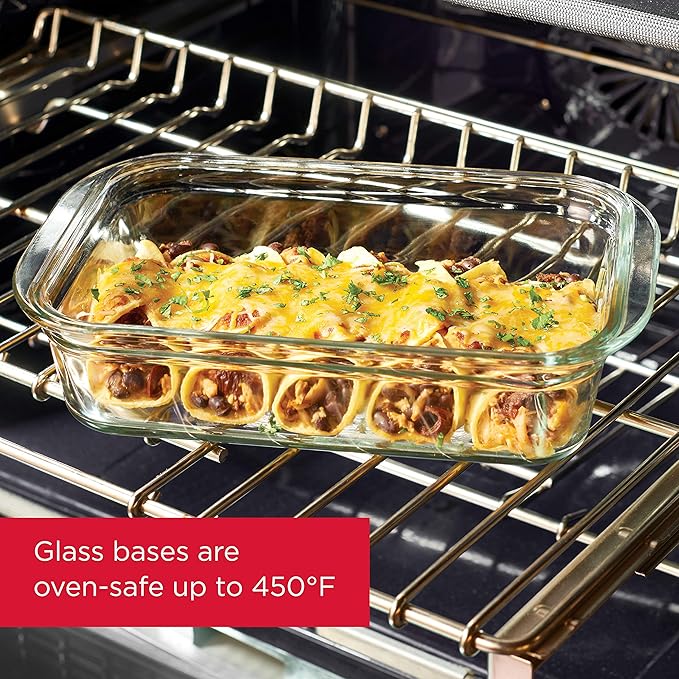 Rubbermaid Brilliance Glass Food Storage Containers, 3.2 Cup, Set of 4, BPA-Free, Leak-Proof, Clear