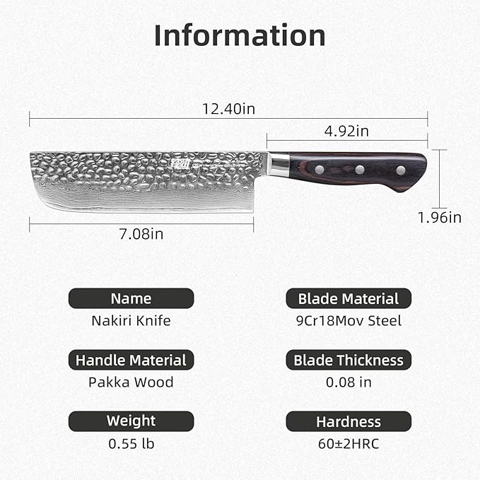 FINDKING 7 Inch Japanese Nakiri Knife, Straight-Edged Vegetable Cleaver for Efficient Chopping and Mincing, Specialized Usuba Milk Street Knife (Raven Series)