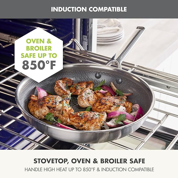 GreenPan Hybrid 8” Nonstick Stainless Steel Frying Pan, APEX Tri-Ply Thermobond PFAS-Free Ceramic Skillet, Induction & All Cooktop Compatible, Oven Temp to 850°F, Dishwasher Safe, Silver