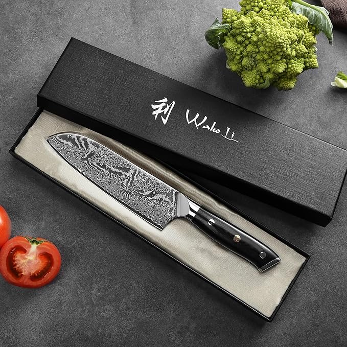 Wakoli NIT Santoku Knife – 7.1-Inch Professional Damascus Kitchen Knife | 67-Layer VG10 Core Steel Blade | Ergonomic G10 Handle | High-Performance Japanese-Style Chef’s Knife in Gift Box