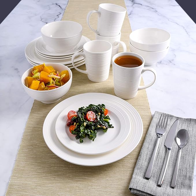 Gibson - 102504.16RM Gibson Home Amelia Court 16 Piece Dinnerware Set, White