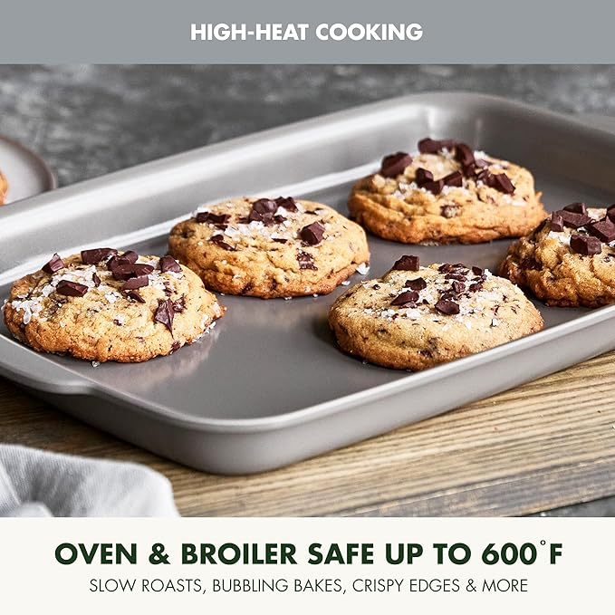 GreenPan Premiere Ovenware Healthy Ceramic Nonstick 13" x 9" Quarter Sheet Baking Pan, PFOA & PFAS-Free, Warp-Free Bakeware, Durable Quick Heating, Oven & Broiler Safe to 600F, Dishwasher Safe, Gray