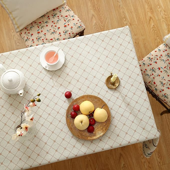 ISAENNE Designer Vintage Linen Floral Extra Long Tablecloth Rectangle,Fall Colorful Modern Table Cloth,Anti-Wrinkle Decor Tablecloths for Dining Thanksgiving Kitchen Christmas,67"*118"-Bertina E