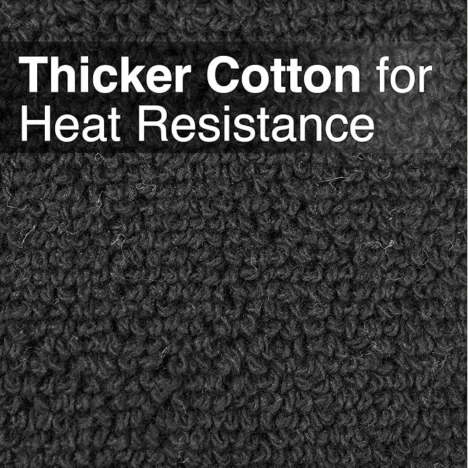 RITZ Terry Potholder & Hot Pad: Unparalleled Heat Resistant, Durable 100% Cotton – Ergonomically Designed for Optimal Grip – Easy-Care Machine Washable – 4-Pack, Black