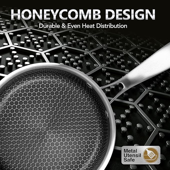MICHELANGELO Stainless Steel Saucepan Set 1QT & 2QT, Premium Triple Ply Sauce Pan with Lid, Sauce Pot with Honeycomb Interior - 4pcs