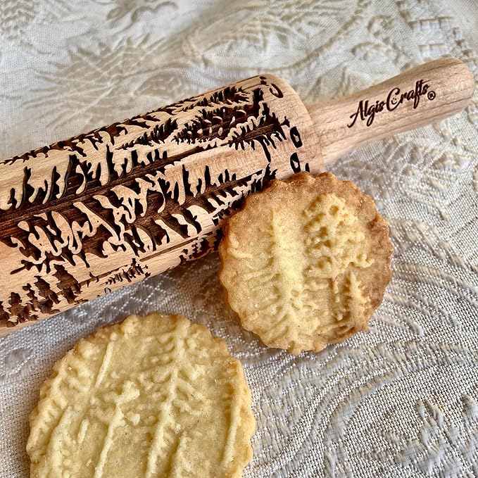 WILD 3 mini Embossed Rolling Pin Set with Bees, Meadow and Forest Patterns by Algis Crafts for Cookies and Pottery by Algis Crafts