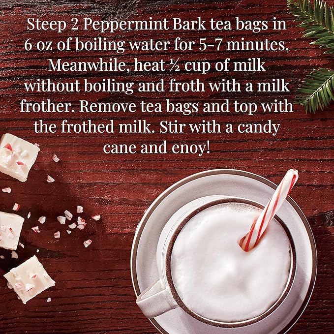 The Republic of Tea - Peppermint Bark, Cool Winter Herb Tea, 36 Tea Bags, Caffeine-Free