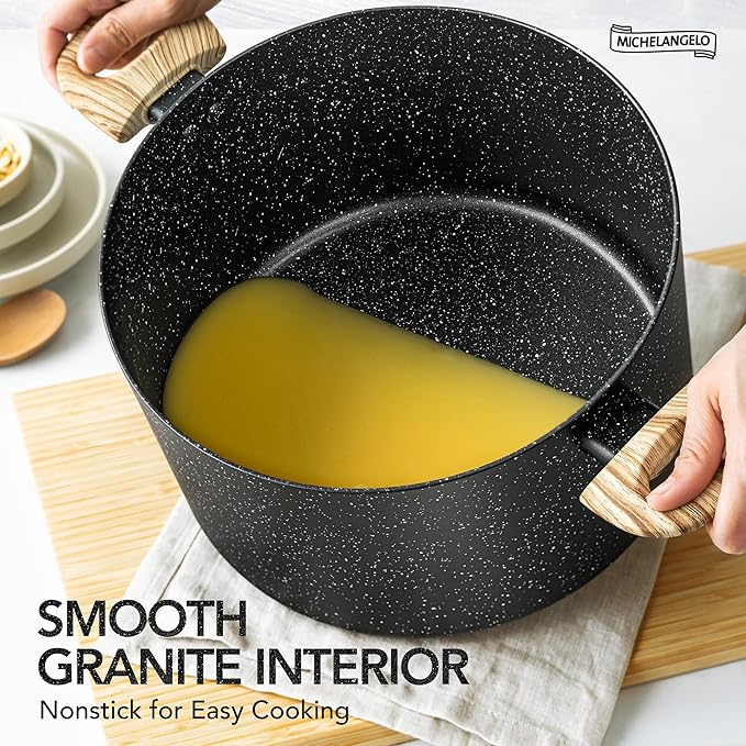 MICHELANGELO Stock Pot with Lid, 10 Quart Large Pot for Cooking, Nonstick Cooking Pot with Healthy Coating, Non Stick Soup Pots Induction Compatible