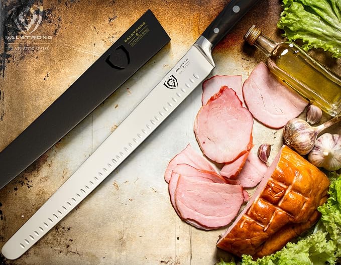 Dalstrong Extra-Long Slicing Knife - 14 inch - Gladiator Series Elite - Premium High Carbon German Steel - Black G10 Handle - Carving Knife Gift- Slicer, BBQ, Brisket - Sheath Included - NSF Certified